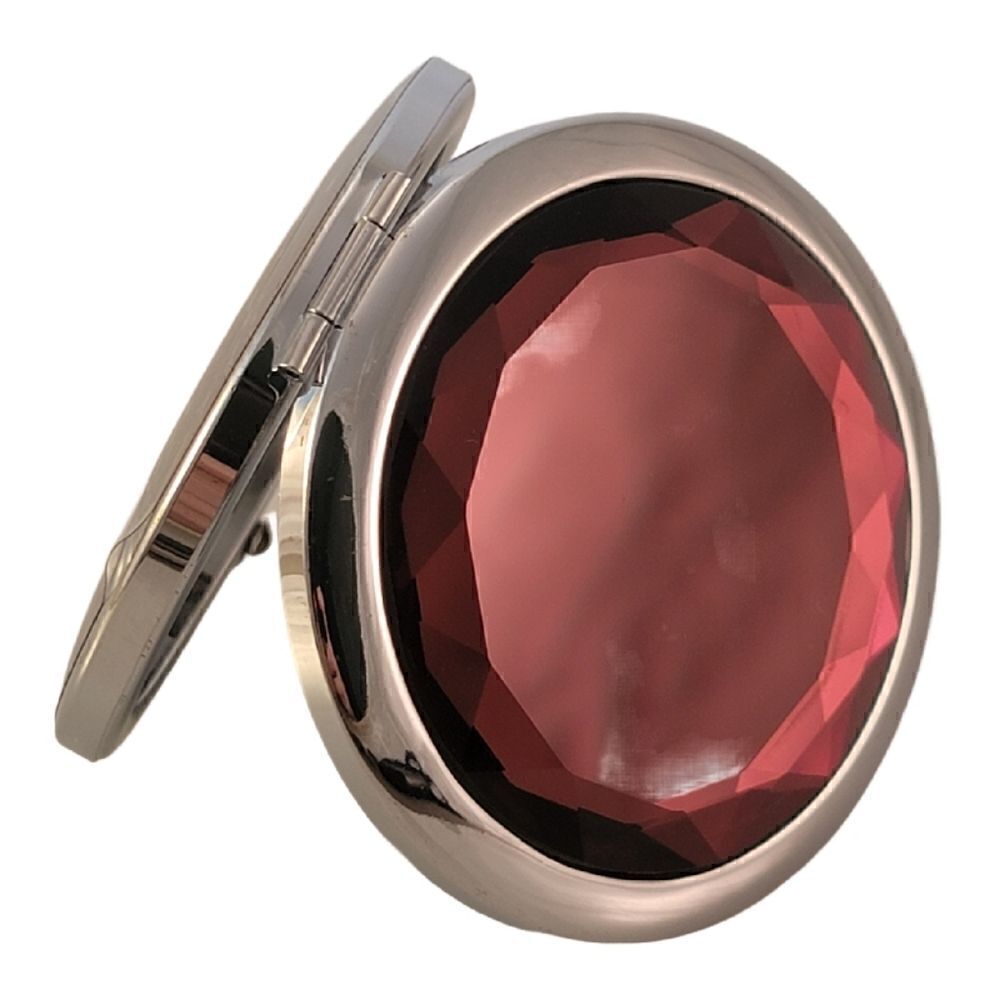 Compact Deep Purple Faceted Crystal Travel Mirror - New!